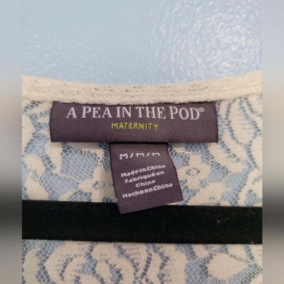 A Pea In The Pod Waffle-Knit Floral Lace Maternity Tunic Top Cream M - Picture 5 of 9